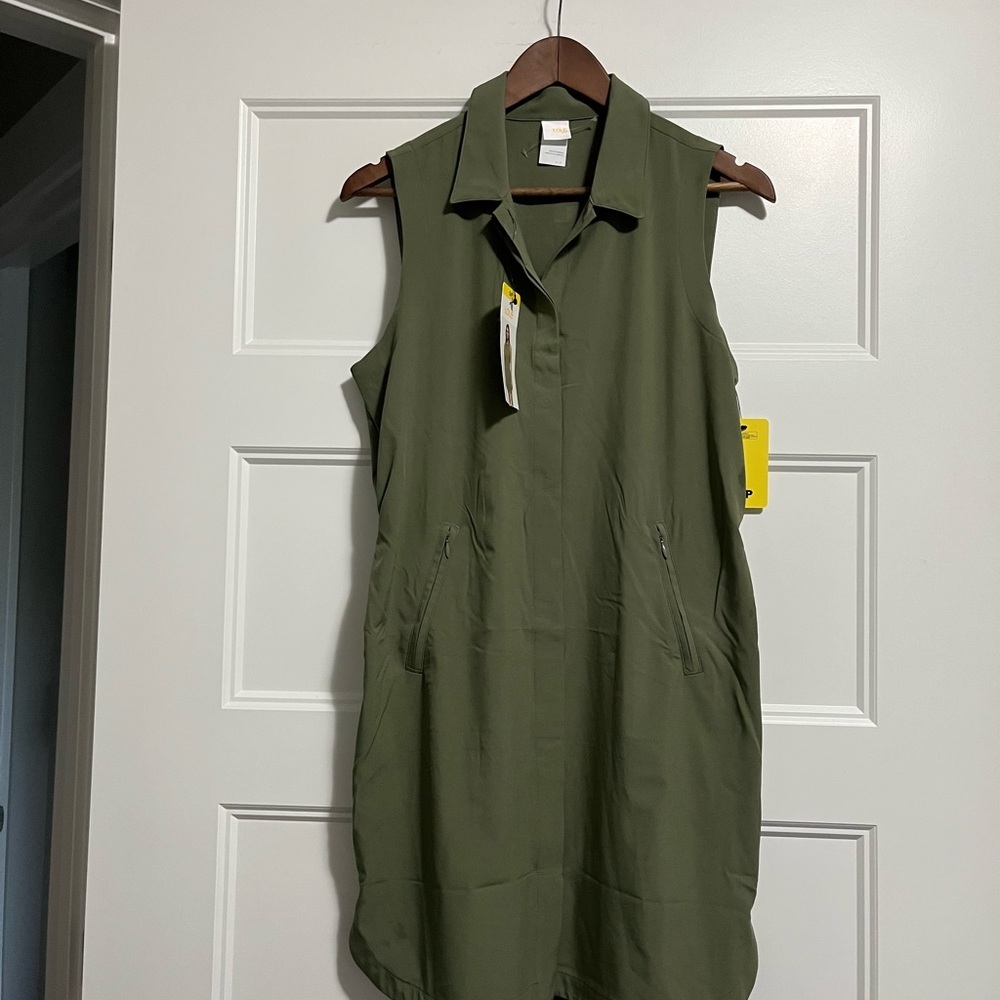 Lole Green Sleeveless Notched Collar Mini Dress (S)